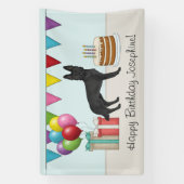 Black German Shepherd farbenfrohe Happy Birthday Banner (Vertikal)