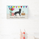 Black German Shepherd farbenfrohe Happy Birthday Banner (InSitu)