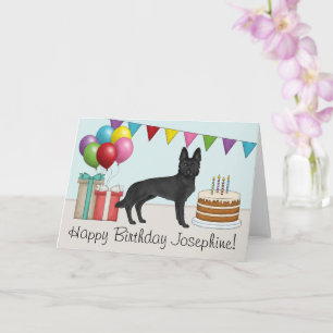 Black German Shepherd farbenfrohe Happy Birthday Karte