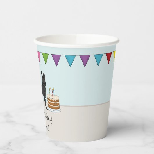 Black German Shepherd farbenfrohe Happy Birthday Pappbecher (Links)