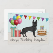 Black German Shepherd farbenfrohe Happy Birthday Postkarte (Vorne/Hinten)