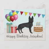 Black German Shepherd farbenfrohe Happy Birthday Postkarte (Vorderseite)