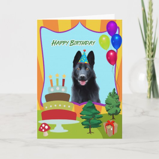 Black German Shepherd Hund Geburtstags Grußkarte Karte (Vorderseite)