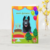 Black German Shepherd Hund Geburtstags Grußkarte Karte (Gelbe Blume)