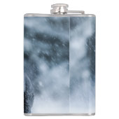 Black German Shepherd in snow Duvet Cover Flachmann (Rückseite)