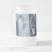 Black German Shepherd in snow Duvet Cover Mattglas Bierglas (Vorderseite Links)