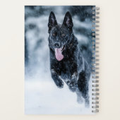 Black German Shepherd in snow Duvet Cover Notizblock (Rückseite)