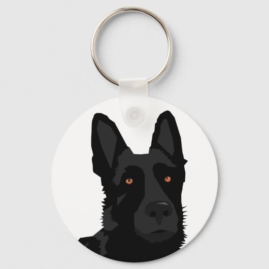 Black German Shepherd Keychain Schlüsselanhänger (Vorderseite)