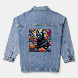 Black German Shepherd Stainted Glass Garden Jeansjacke