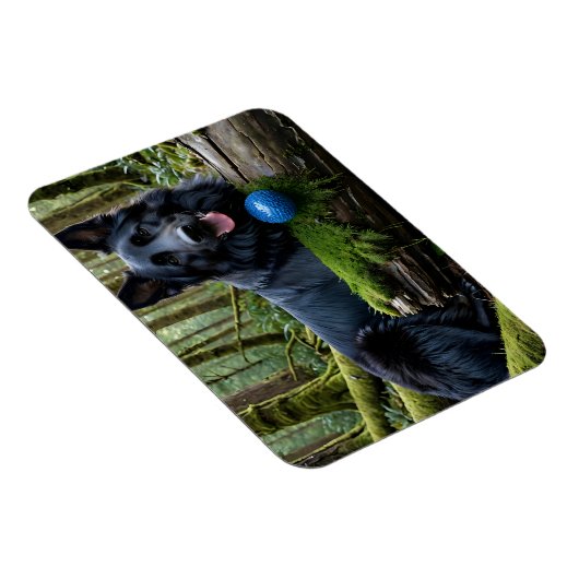 Black German Shepherd with Ball Magnet (Rechte Seite)