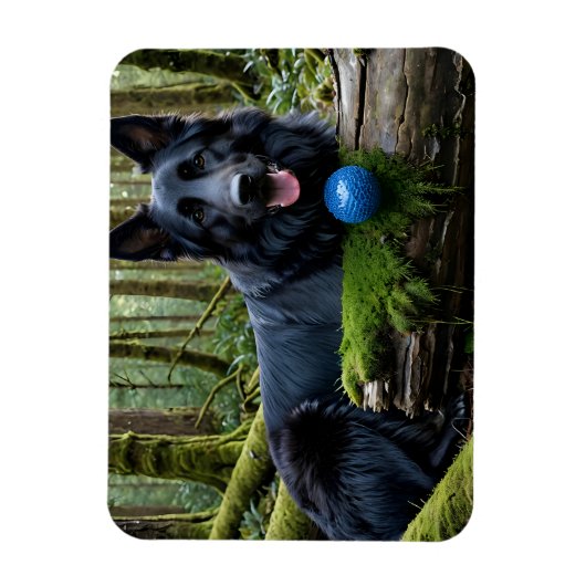 Black German Shepherd with Ball Magnet (Vertikal)