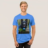 Black German Shepherd with Ball Tri-Blend Shirt (Vorderseite voll)
