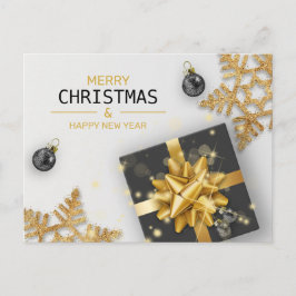 Black Geschenkboxen Gold Snowflakes Weihnachtsbäum Feiertagspostkarte