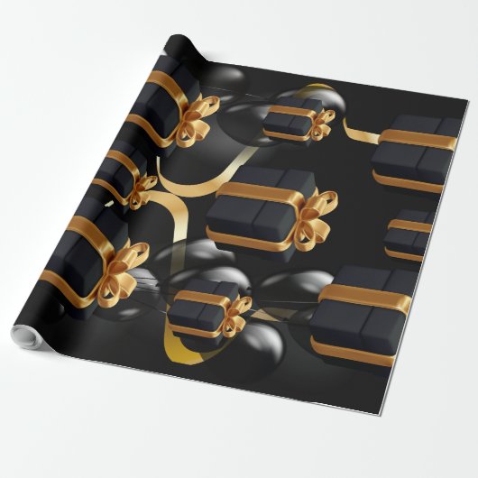Black Geschenkboxen und Gold Bow Matte Wrapping Pa Geschenkpapier (Ungerollt)