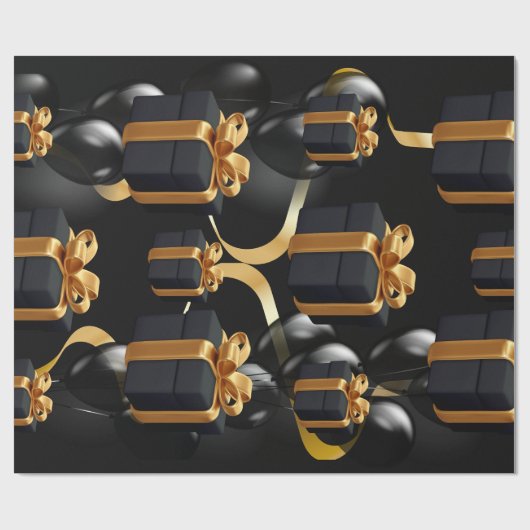 Black Geschenkboxen und Gold Bow Matte Wrapping Pa Geschenkpapier (Flach)