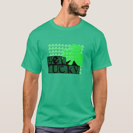 Black Get Lucky Clover St Patrick Green Men T-Shir T-Shirt (Vorderseite)