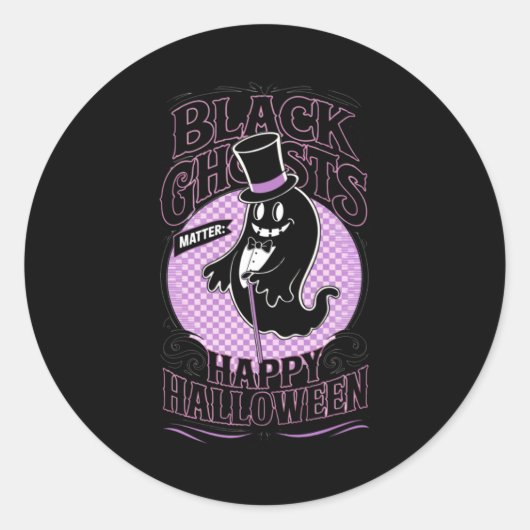 Black Ghosts Happy Halloween Sticker (Vorderseite)