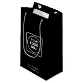 Black Gift Bag | Eigenes Firmenlogo Kleine Verpack Geschenktüte (Vorderseite Schrägansicht)