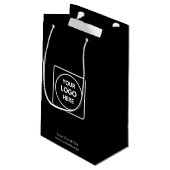 Black Gift Bag | Eigenes Firmenlogo Kleine Verpack Geschenktüte (Rückseite Schrägansicht)