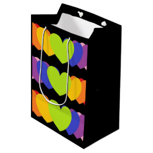 Black Gift Bag mit Regenbogen Hörnchen verschiede Mittlere Geschenktüte