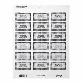 Black Gingham Adressaufkleber (Vorne)