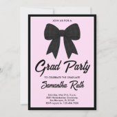 Black Gingham Bow Graduation Party Einladung (Vorderseite)