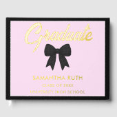 Black Gingham Bow Graduation Party Gästebuch (Vorderseite)