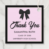 Black Gingham Bow Graduation Party Geschenkanhänger (Rückseite)