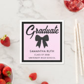 Black Gingham Bow Graduation Party Serviette (Beispiel)