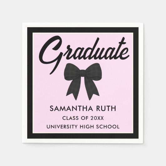 Black Gingham Bow Graduation Party Serviette (Vorderseite)