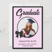 Black Gingham Bow Photo Graduation Ankündigung (Vorderseite)