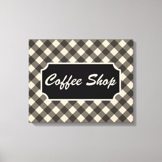 Black Gingham Coffee Shop Diner Sign Leinwanddruck (Vorderseite)