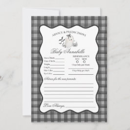 Black Gingham Cute Ghost Advice for Baby Card Einladung