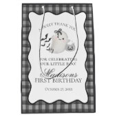 Black Gingham Cute Ghost Birthday Party Favors Mittlere Geschenktüte (Vorderseite)