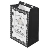 Black Gingham Cute Ghost Birthday Party Favors Mittlere Geschenktüte (Vorderseite Schrägansicht)