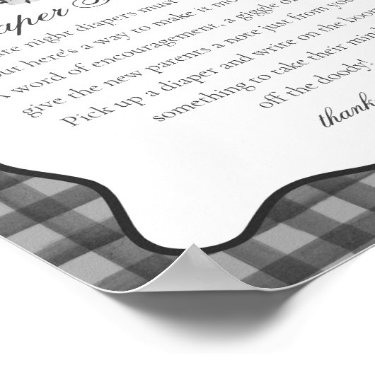 Black Gingham Cute Ghost Diaper Thoughts Sign Poster (Ecke)