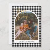 Black Gingham Foto Christmas Card Feiertagskarte (Vorderseite)