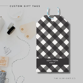 Black Gingham Gift Tag Geschenkanhänger