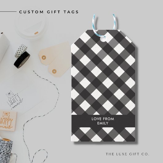 Black Gingham Gift Tag Geschenkanhänger
