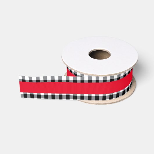 Black Gingham Grosgrain Ribbon Ripsband (Spule)