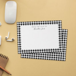 Black Gingham Karo vom Schreibtisch Dankeskarte