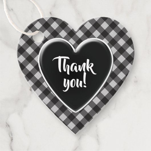 Black Gingham Karos Pattern Vielen Dank für Ihr Ko Geschenkanhänger (Vorderseite)
