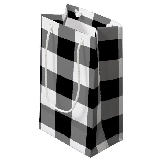 Black Gingham Kleine Geschenktüte (Vorderseite Schrägansicht)