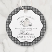 Black Gingham Little Boo Ghost Baby Shower Circle Geschenkanhänger (Vorderseite)