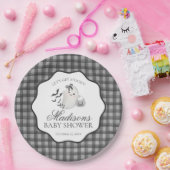 Black Gingham Little Boo Ghost Baby Shower Dessert Pappteller (Party)