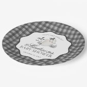 Black Gingham Little Boo Ghost Baby Shower Dessert Pappteller (Schrägansicht)