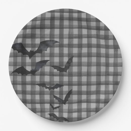 Black Gingham Little Boo Ghost Birthday Dessert Pappteller (Vorderseite)