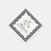 Black Gingham Little Boo Ghost Birthday Dessert Serviette (Ecke)