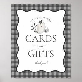 Black Gingham Little Boo Ghost Cards & Gifts Zeich Poster