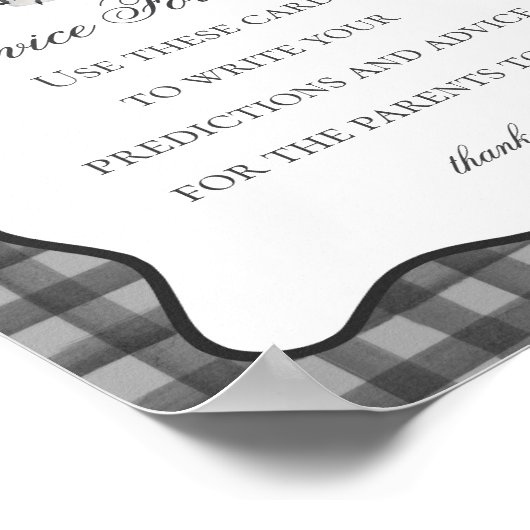 Black Gingham Niedlich Ghost Advice for Baby Sign Poster (Ecke)